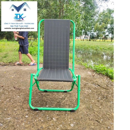 Ghế Sắt Lò Xo Sơn Tĩnh Điện Lưng Cao Màu Xanh Lá (Mã Số:GSSTCXL)