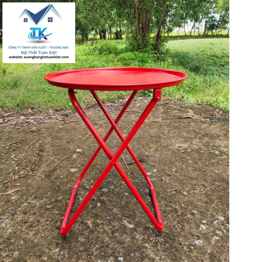 Bàn Trà Chanh Sơn Tĩnh Điện Chân Sắt Màu Đỏ (Mã Số:BCSSĐO)