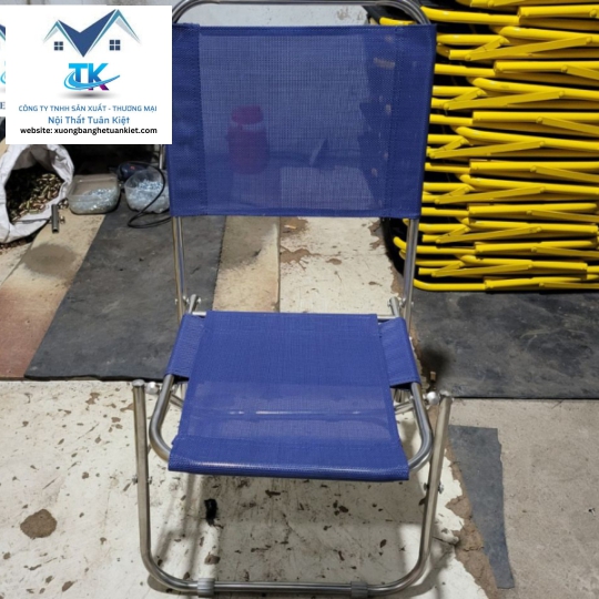 Ghế Xếp Inox Thấp Vải Lưới Màu Xanh Dương (MÃ SỐ: GXITVLXD)