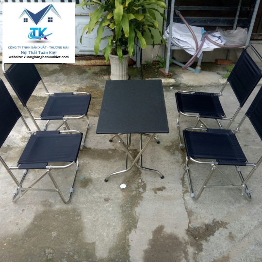 Bộ Bàn Ghế Trà Chanh & Cafe Inox Thấp Vải Bố Màu Đen 1 (Mã Số :BBGITĐ1)