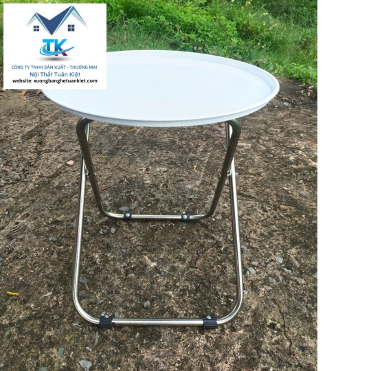 Bàn Trà Chanh Sơn Tĩnh Điện Chân Inox Màu Trắng 