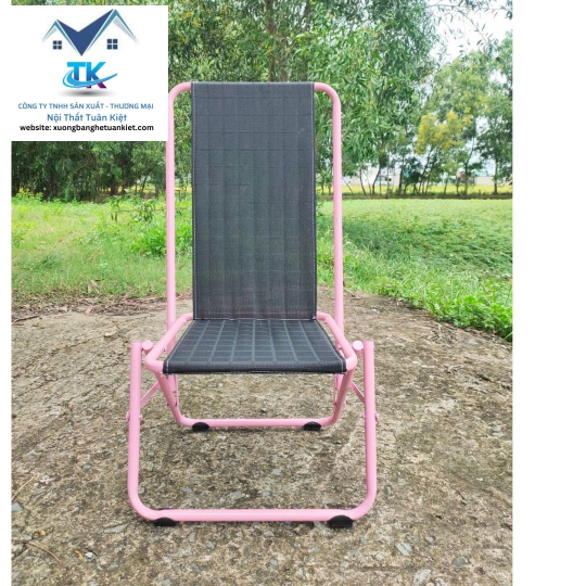 Ghế Sắt Lò Xo Sơn Tĩnh Điện Lưng Cao Màu Hồng (Mã Số:GSSTCH)