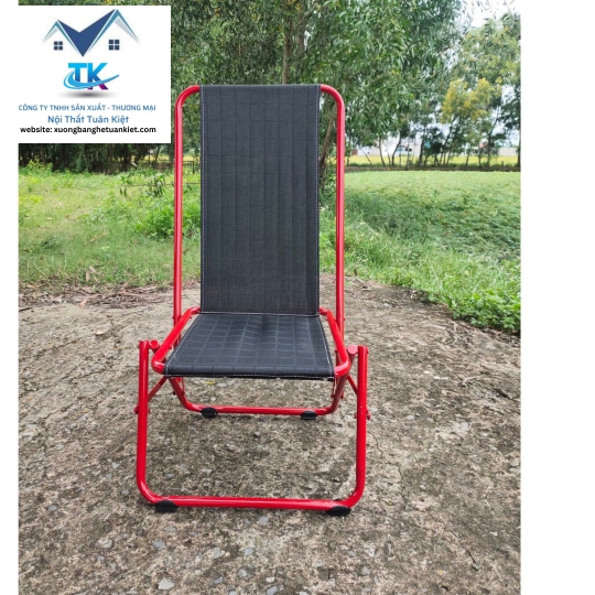 Ghế Sắt Lò Xo Sơn Tĩnh Điện Lưng Cao Màu Đỏ (Mã Số:GSSTCĐO)