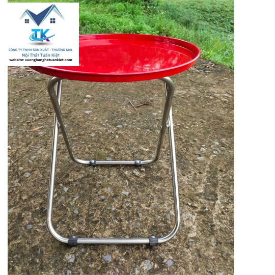 Bàn Trà Chanh Sơn Tĩnh Điện Chân Inox Màu Đỏ (Mã Số:BTSIĐO)
