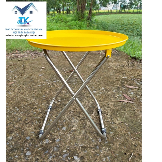 Bàn Trà Chanh Sơn Tĩnh Điện Chân Inox Màu Vàng