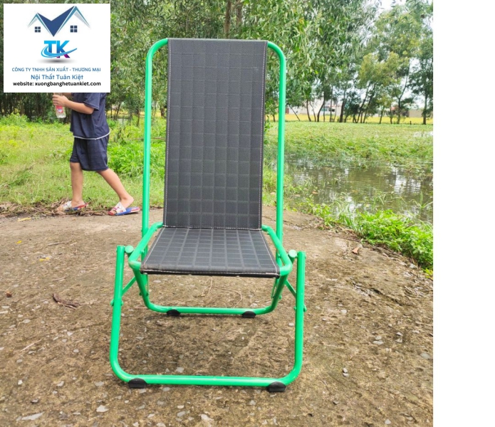 Ghế Sắt Lò Xo Sơn Tĩnh Điện Lưng Cao Màu Xanh Lá (Mã Số:GSSTCXL)