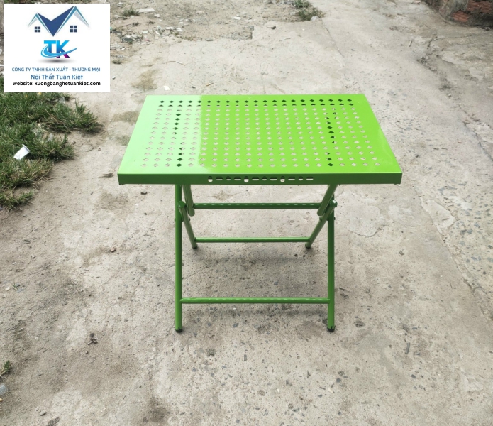 Bàn Sắt  Sơn Tỉnh Điện CNC Gấp Gọn Màu Xanh Lá