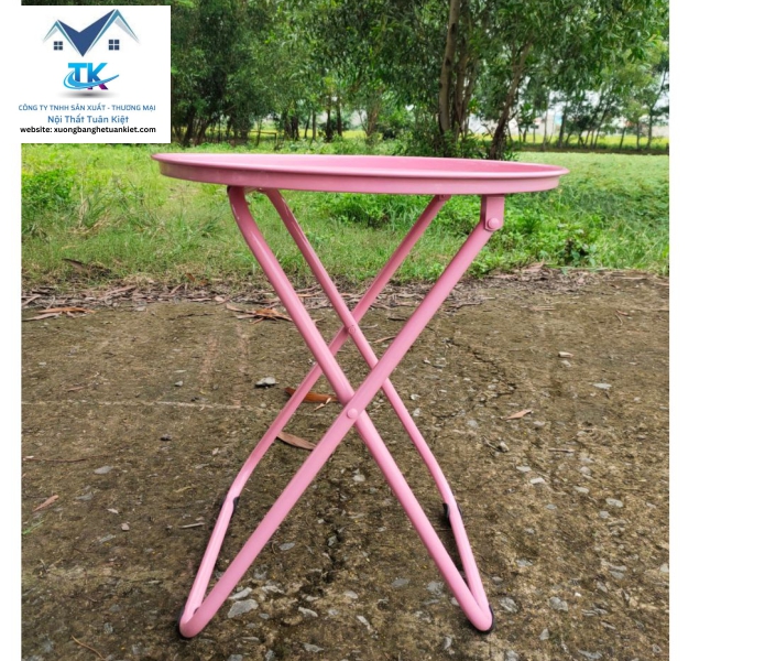 Bàn Trà Chanh Sơn Tĩnh Điện Chân Sắt Màu Hồng (Mã Số:BCSSH)