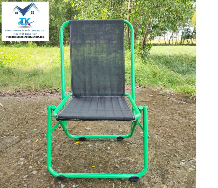 Ghế Sắt Lò Xo Sơn Tĩnh Điện Lưng Thấp Màu Xanh Lá (Mã Số:GSSTTXL)