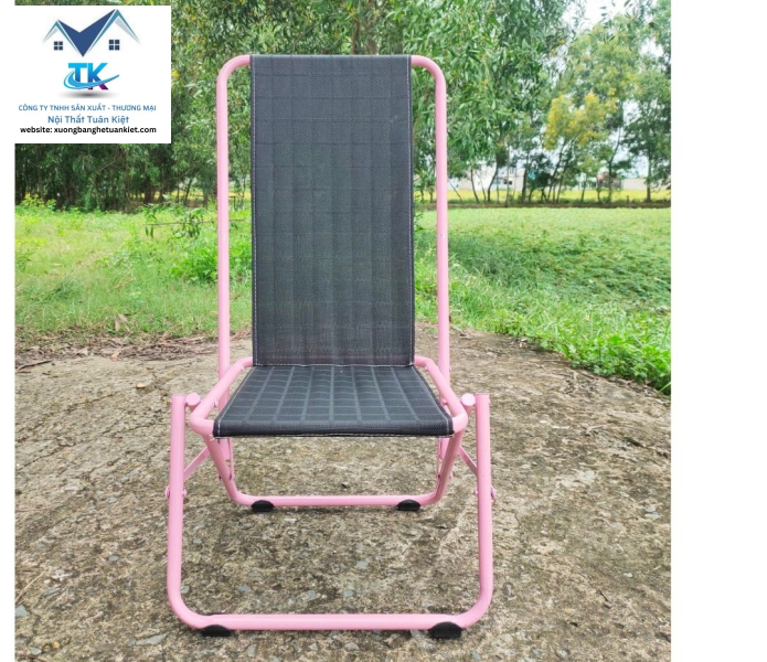 Ghế Sắt Lò Xo Sơn Tĩnh Điện Lưng Cao Màu Hồng (Mã Số:GSSTCH)