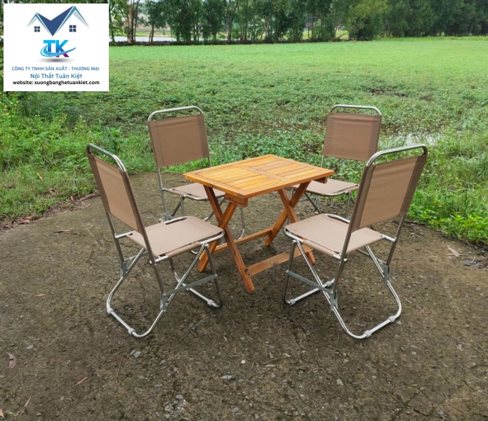 Bộ Bàn Ghế Trà Chanh & Cafe Inox Thấp Vải Bố Màu Cafe Sữa (Mã Số :BBGITCF)