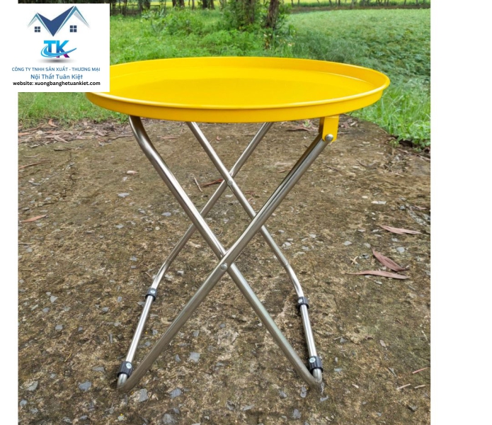 Bàn Trà Chanh Sơn Tĩnh Điện Chân Inox Màu Vàng