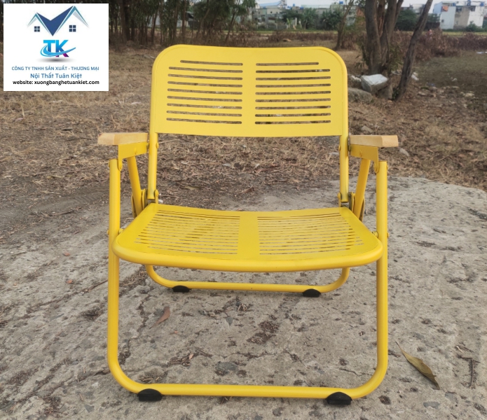 Ghế Sắt Sơn Tĩnh Điện CNC Màu Vàng Gấp Gọn